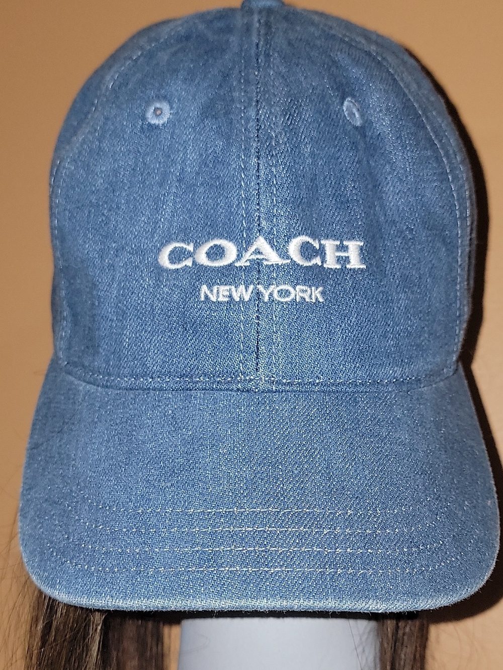 Coach Denim Cap with White Embroidered Logo - Blue